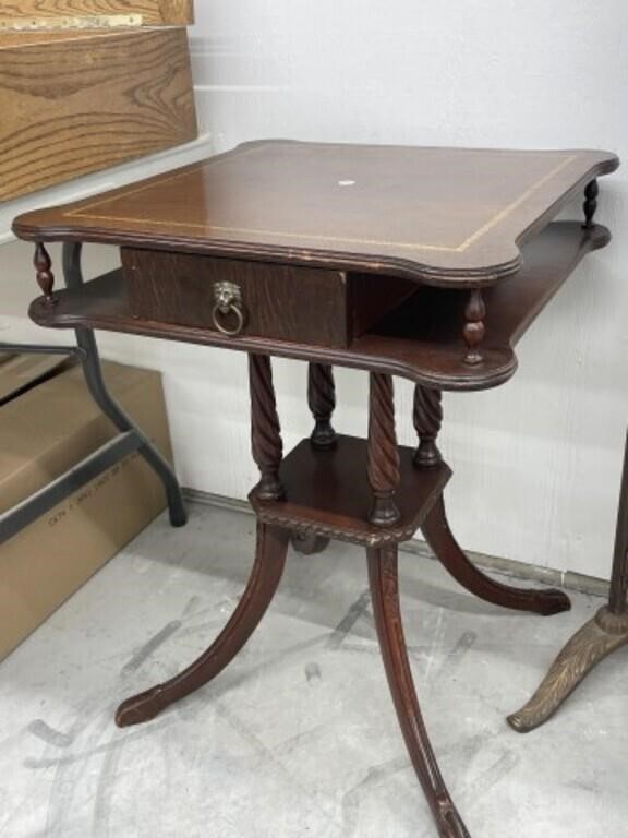 Vintage Square Accent Table With Drawer