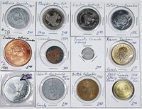 Lot of 12  Misc. Tokens from across Canada