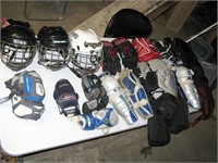 Assorted Ice Hockey Equipmet/Pads,Helmets Bag, etc