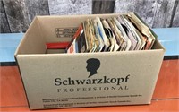 Box of 45 vinyl records