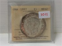 1937 (iccs Ms 62) Canadian Silver Dollar