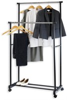 SimpleHouseware Clothing Rack Double Rod Portable