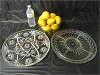 Glass Serving Trays & Bowl of Plastic Lemons