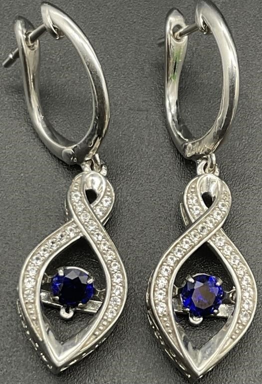 Sterling Blue Stone Drop Earrings