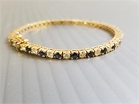 14K gold diamond & sapphire bracelet - 6 1/2" long