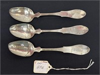 3 Coin silver tablespoons by H.Hudson Louisville