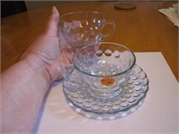 Vintage Bubble Glass 2 Cups, 1 Saucer