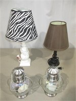 2 Table Lamps, 2 Candle Lanterns