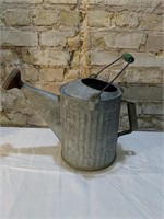 Vintage Galvanized Watering Can with Wooden Bale