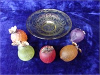 Tiara Centerpiece Bowl with Crackle Glass Fruit