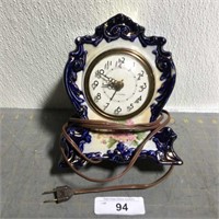 Vintage Sangamo porcelain mantel clock, electric