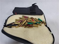 SOFT SIDE HAND GUN CASE, HOLSTER, ASST. AMMO: