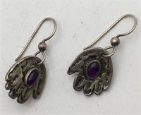Silver Earrings W Purple Stone