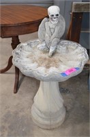 Heavy Concrete Bird Bath w/ Skeleton Angel