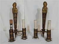 Pair 1920s Egyptian Revival Wall Sconces