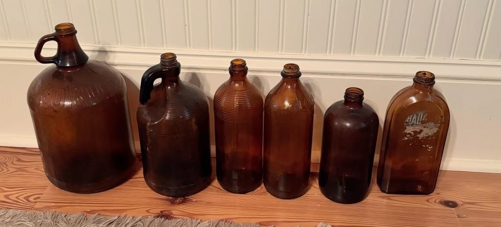 Brown glass bottles multiple sizes