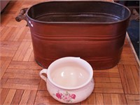 Copper boiler (no lid); plus a commode (no lid)