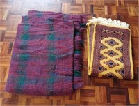 Small 100% Wool Carpet Runner And Mohair Throw