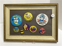Collection Of Pin Back Buttons Framed - Walt