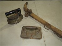 COLL. OF PRIMITIVES -- IRON, BACON PRESS, HARNESS
