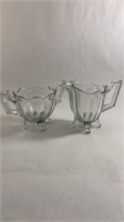 Glass Creamer and Sugar Bowl