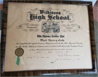 Wilkinson High School 1919 Diploma