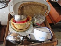 assorted kitchenware enameled pan serving trays