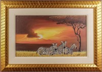Art – Oil on Board “Zebras”  signed by Malaki