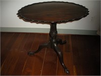 Walnut Clawfoot Tilting Tea Table, 27 inches Tall