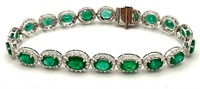 18K Gold Emerald & Diamond Bracelet