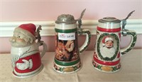 3 Unmatched Christmas stein - 2 Norman Rockwell