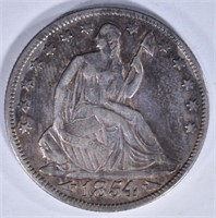 1854 SEATED HALF DOLLAR WITH ARROWS XF