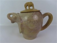 Carved Stone Elephant Tea Pot - 6.5" Tall
