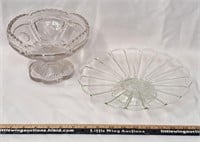 Glass Pedestal Bowl & Star Burst Cake Plate