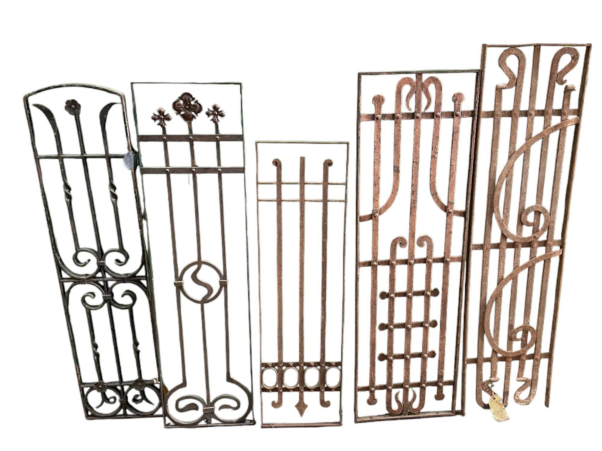 Group of 5 French Wrought Iron Panels