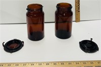 2 Antique Tobacco Amber Jars