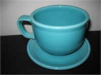 Vtg Fiesta Ware Turquoise Mug & Saucer