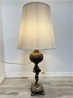 Antique brass cherub gas lamp converted to
