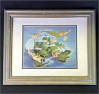 Vintage framed Disney Peter Pan Commemorative