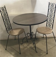 (AU) Wood Table And Chair Set. Decorative Metal