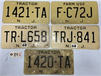 (5) Vintage NJ License Plates - Tractor & Farm Use