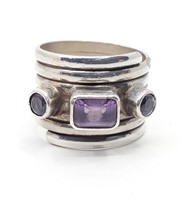 Modernist Sterling Silver Amethyst Ring