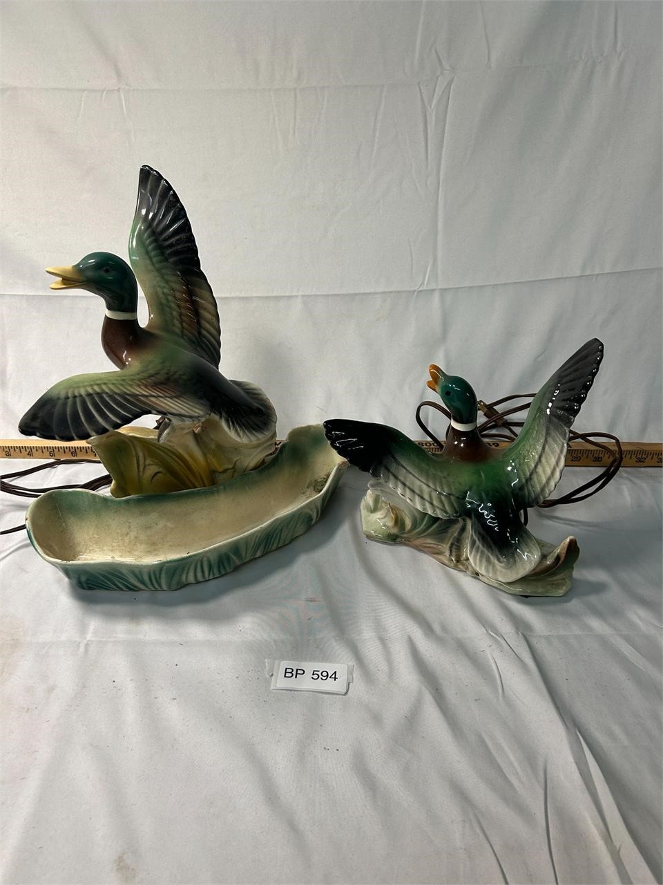 VTG Mid Century Mallard Duck Ceramic TV Lamps