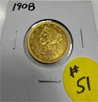1908 $5 GOLD Liberty - BU