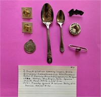 VINTAGE PINS AND SPOONS ~ SEE INFO ON POST CARD IN