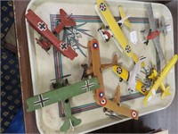 Eight wooden models of WWI airplanes,