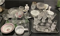 4 Trays Vintage Glass, Waterford Crystal.