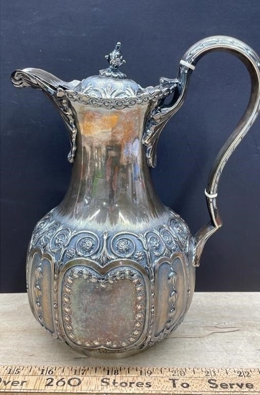 Antique Sterling Silver Water Pitcher (10.5"H).