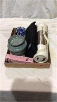 Thermos, weights, candle warmer, plates