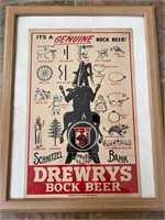 Drewrys Bock Beer cardboard sign